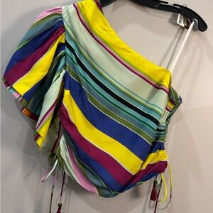 Anthropologie Hope for Flowers one shoulder silk Top, size S, NWT